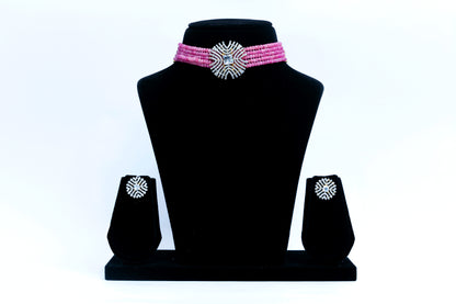 Pink Opulence Choker and Earrings