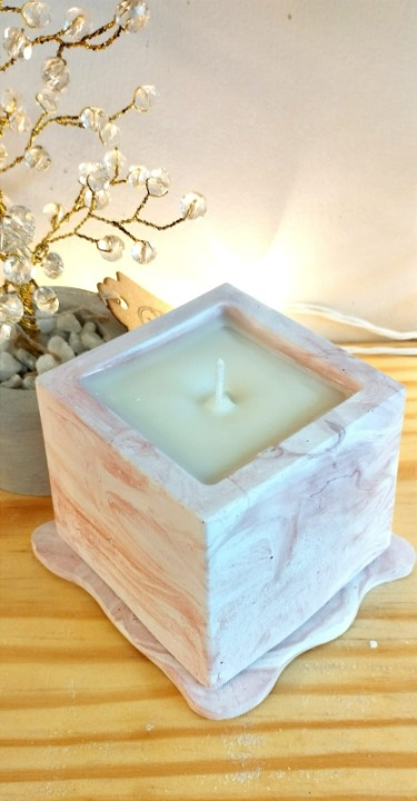 Marble Essence Square Handmade Candle || 1 piece