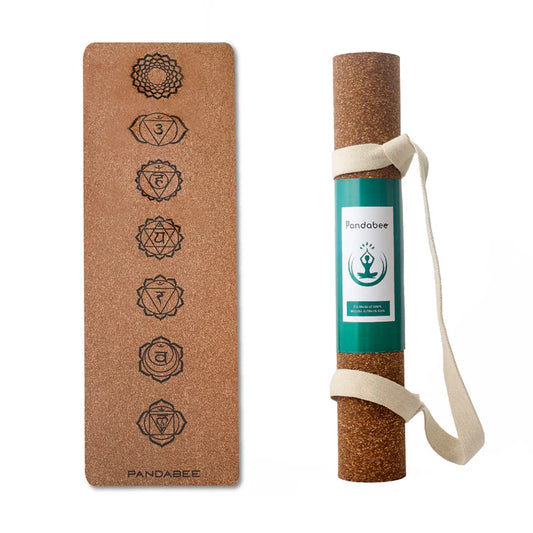 Black Chakra Design Cork Yoga Mat || 3 mm Advanced Grip