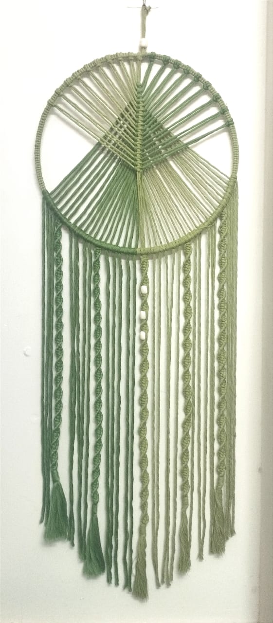 Handmade Emerald Serenity Macramé Dream Catcher