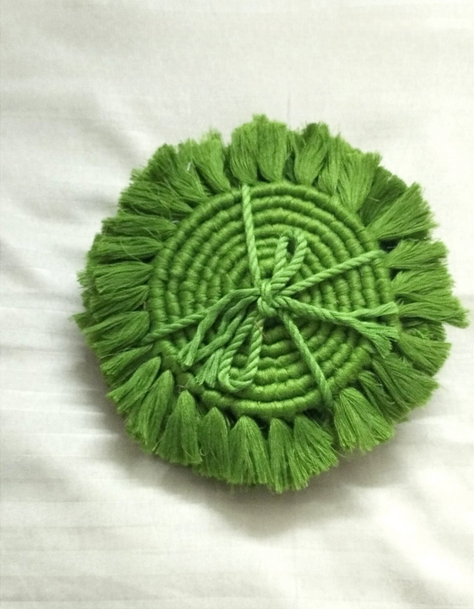 Green Oasis Macramé Coaster Set || Set of 6