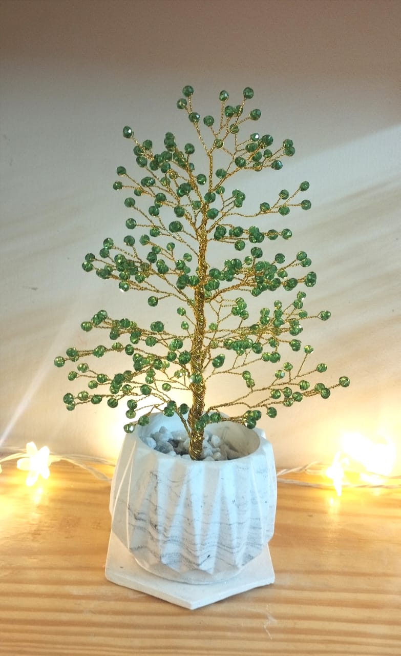 Handmade Verdant Green Beaded Tree