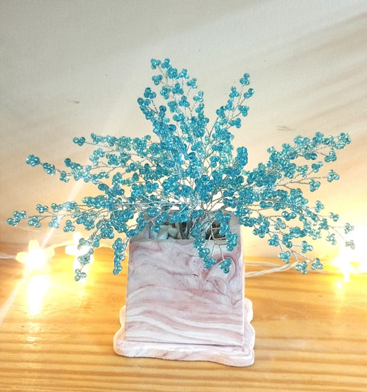 Handmade Ocean Blue Beaded Tree