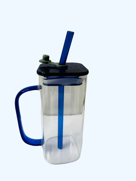 Elegant Glass Tumbler with Lid and Straw