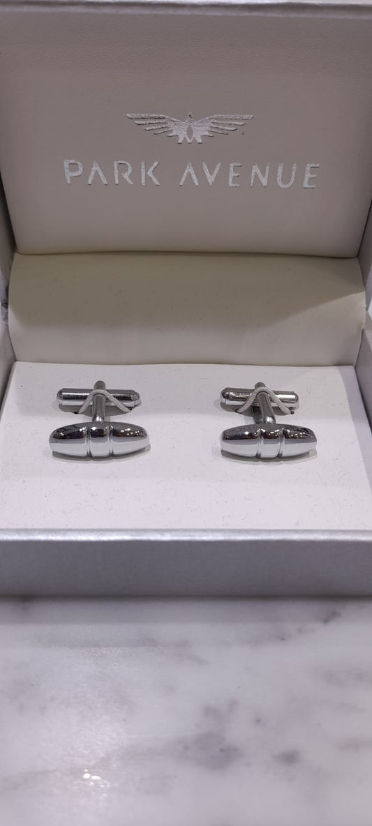 Silver Oval Cufflinks by Park Avenue